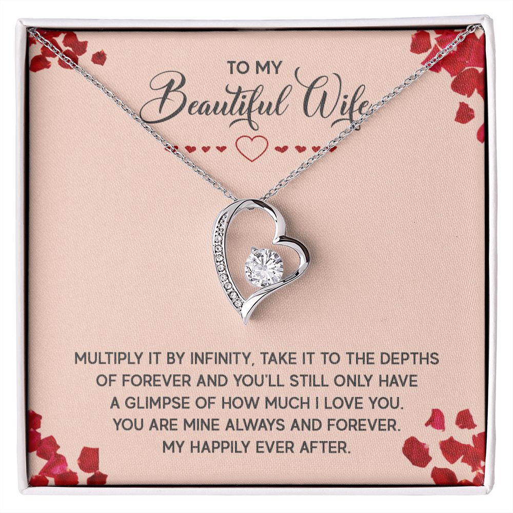 To My Wife Multiply it by Infinity Forever Necklace w Message Card-Express Your Love Gifts