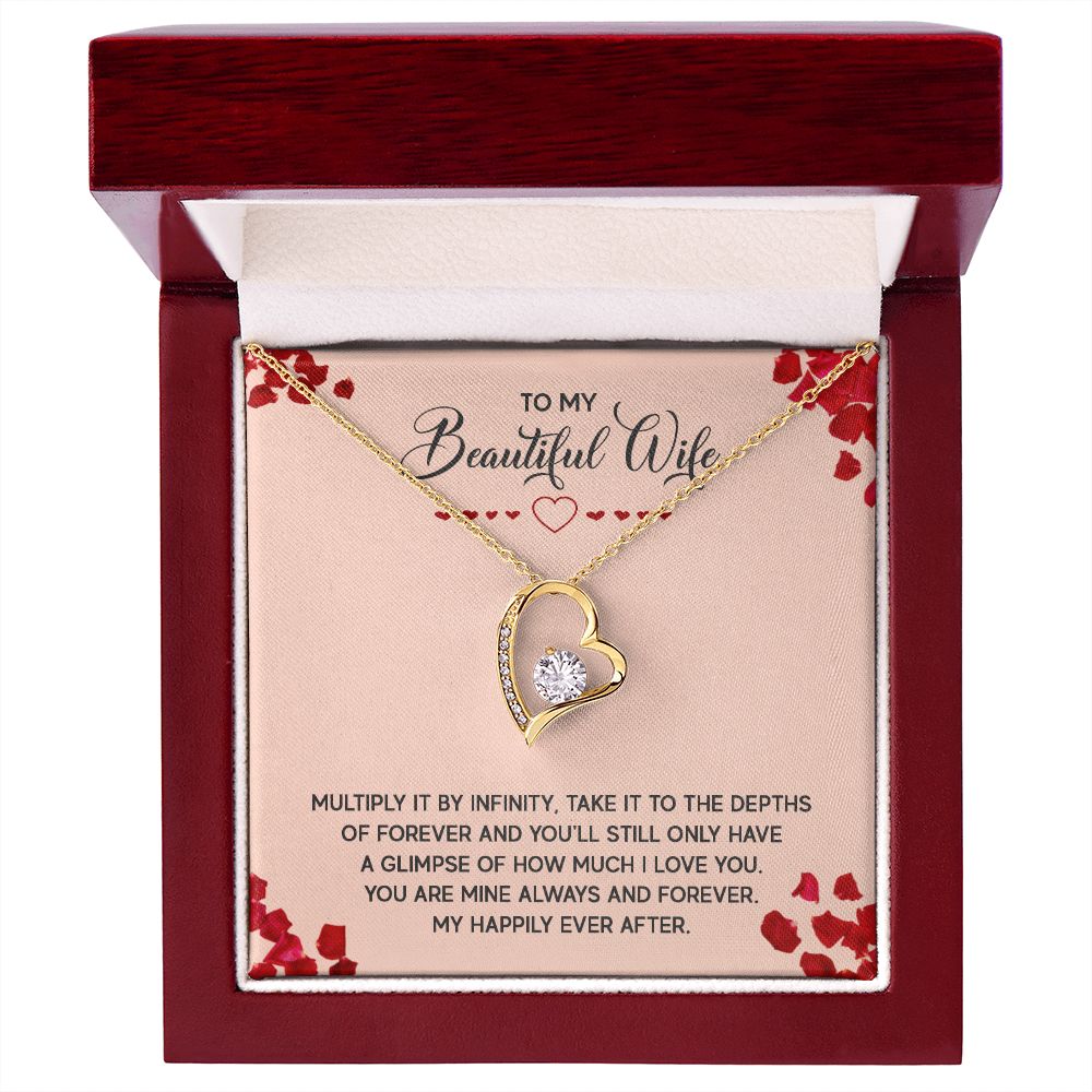 To My Wife Multiply it by Infinity Forever Necklace w Message Card-Express Your Love Gifts