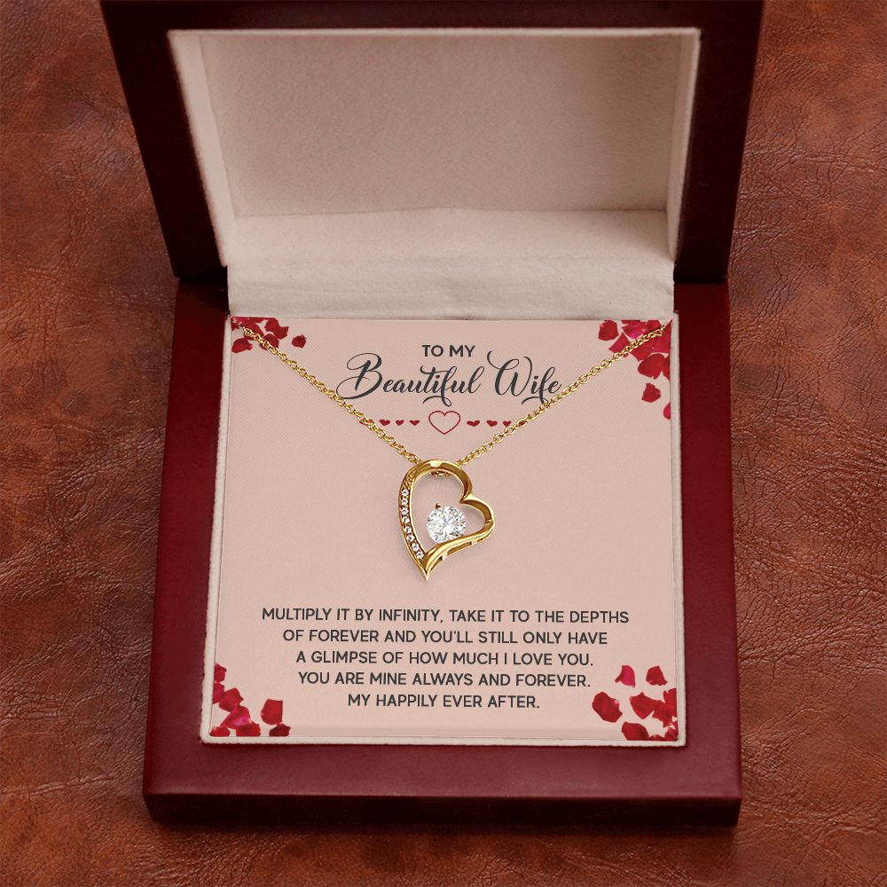 To My Wife Multiply it by Infinity Forever Necklace w Message Card-Express Your Love Gifts