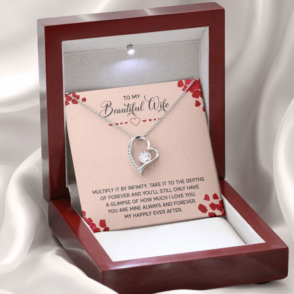 To My Wife Multiply it by Infinity Forever Necklace w Message Card-Express Your Love Gifts