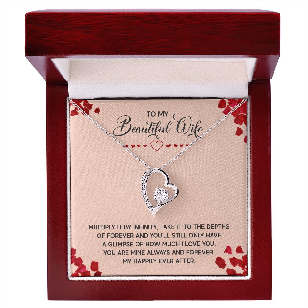 To My Wife Multiply it by Infinity Forever Necklace w Message Card-Express Your Love Gifts