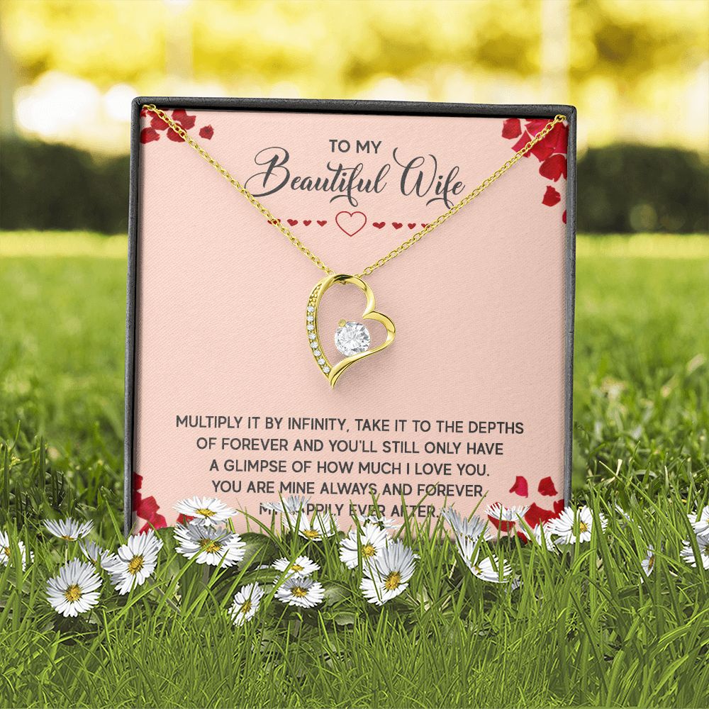 To My Wife Multiply it by Infinity Forever Necklace w Message Card-Express Your Love Gifts