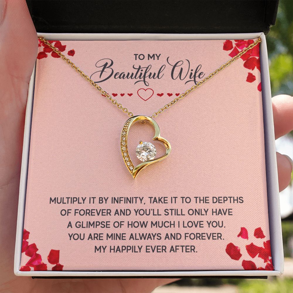 To My Wife Multiply it by Infinity Forever Necklace w Message Card-Express Your Love Gifts