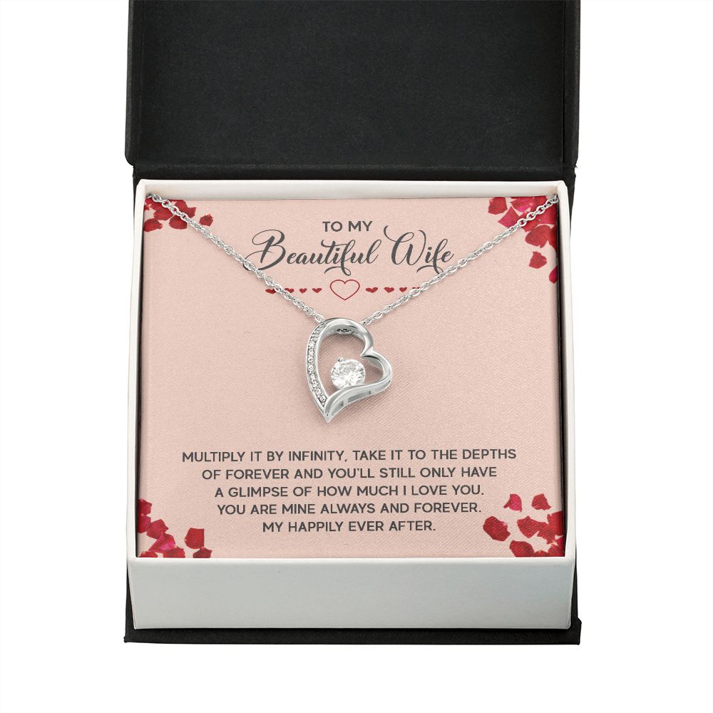 To My Wife Multiply it by Infinity Forever Necklace w Message Card-Express Your Love Gifts