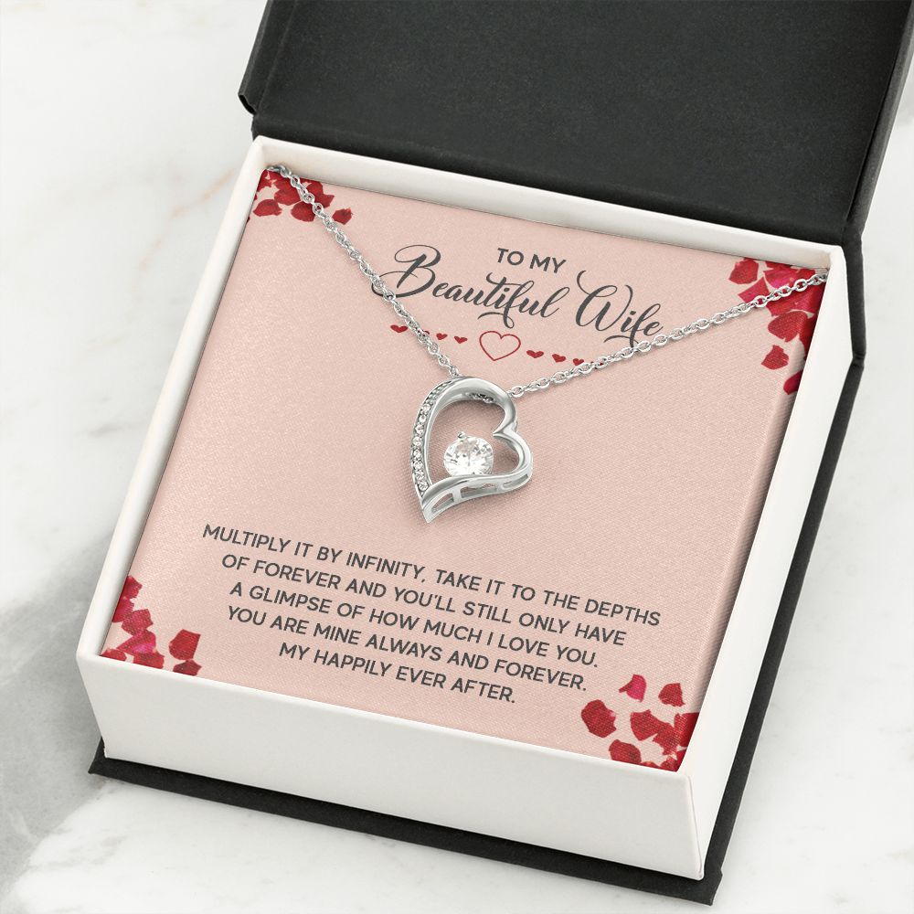 To My Wife Multiply it by Infinity Forever Necklace w Message Card-Express Your Love Gifts