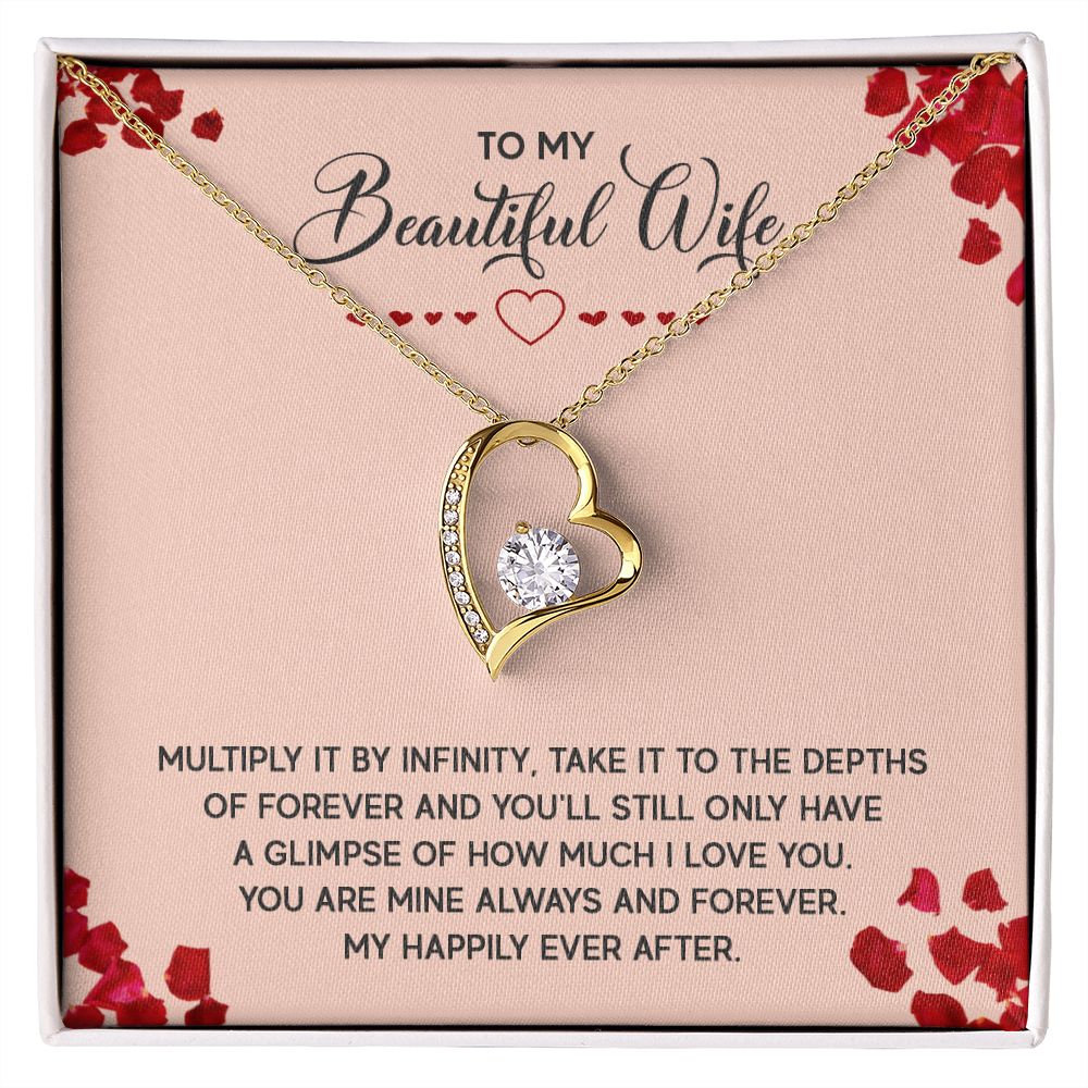 To My Wife Multiply it by Infinity Forever Necklace w Message Card-Express Your Love Gifts