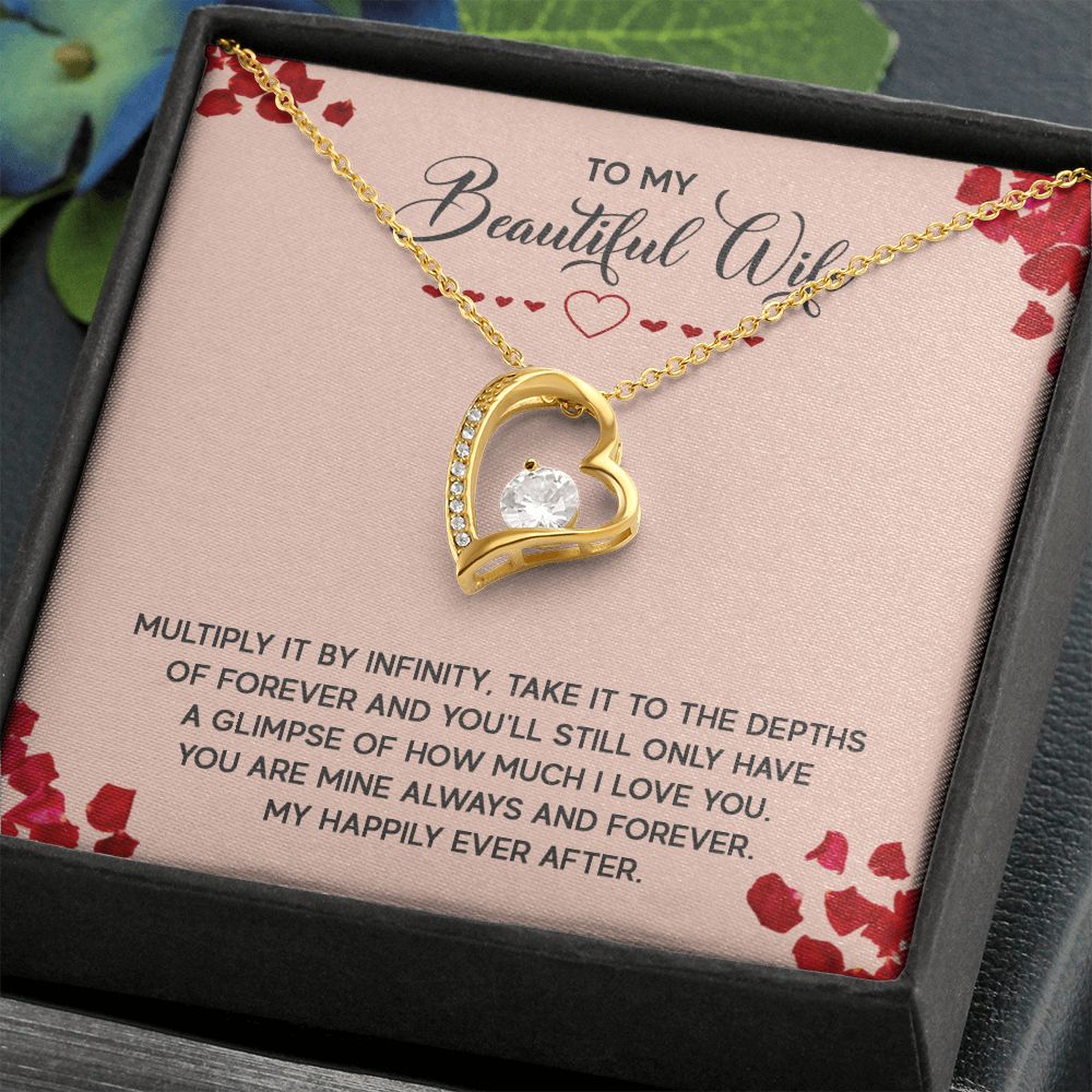 To My Wife Multiply it by Infinity Forever Necklace w Message Card-Express Your Love Gifts