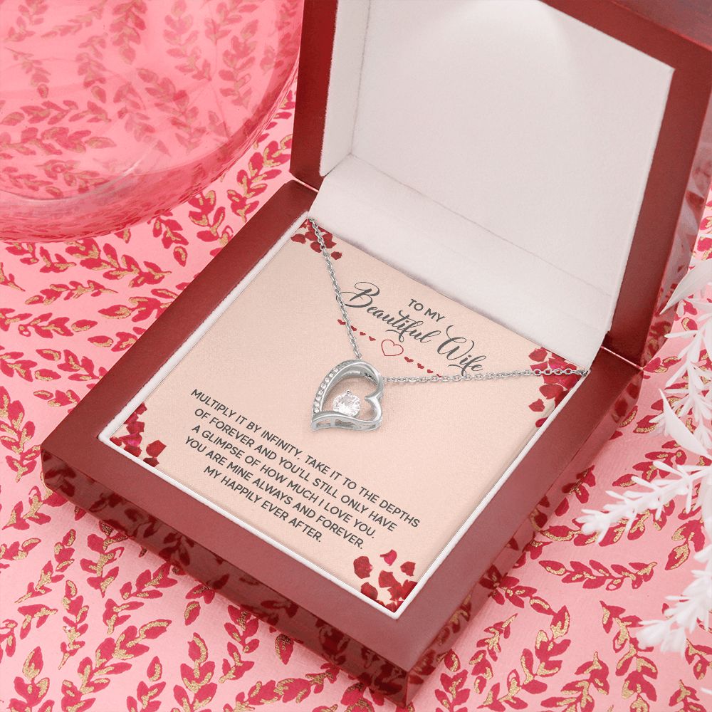 To My Wife Multiply it by Infinity Forever Necklace w Message Card-Express Your Love Gifts