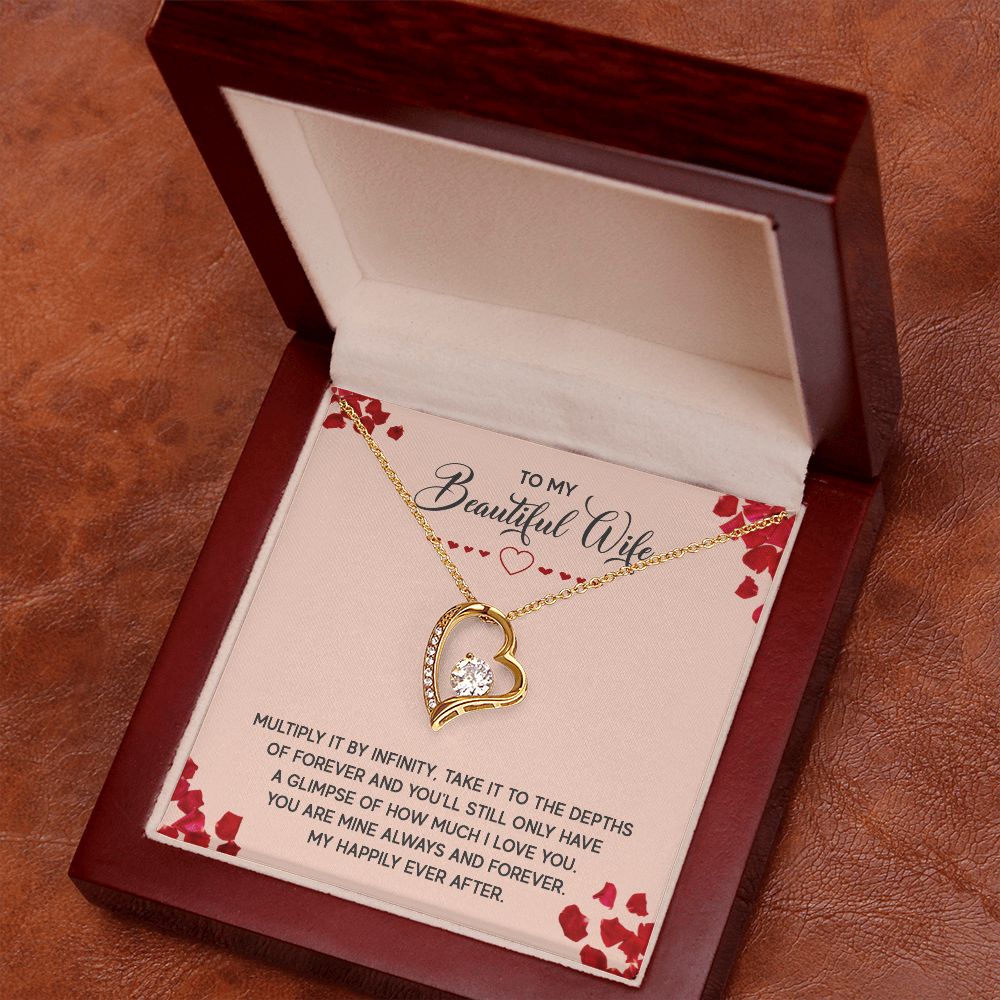 To My Wife Multiply it by Infinity Forever Necklace w Message Card-Express Your Love Gifts