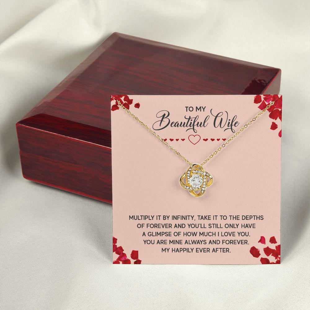 To My Wife Multiply it by Infinity Infinity Knot Necklace Message Card-Express Your Love Gifts