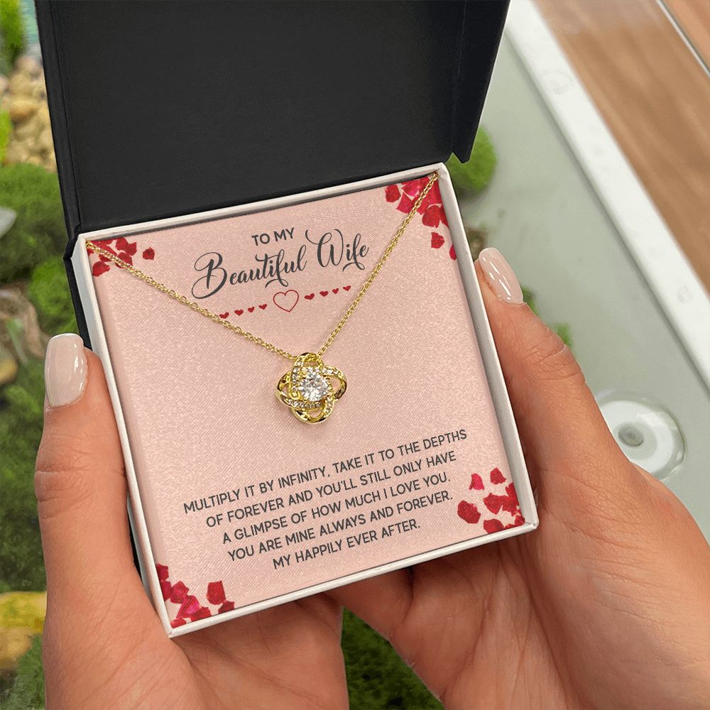 To My Wife Multiply it by Infinity Infinity Knot Necklace Message Card-Express Your Love Gifts