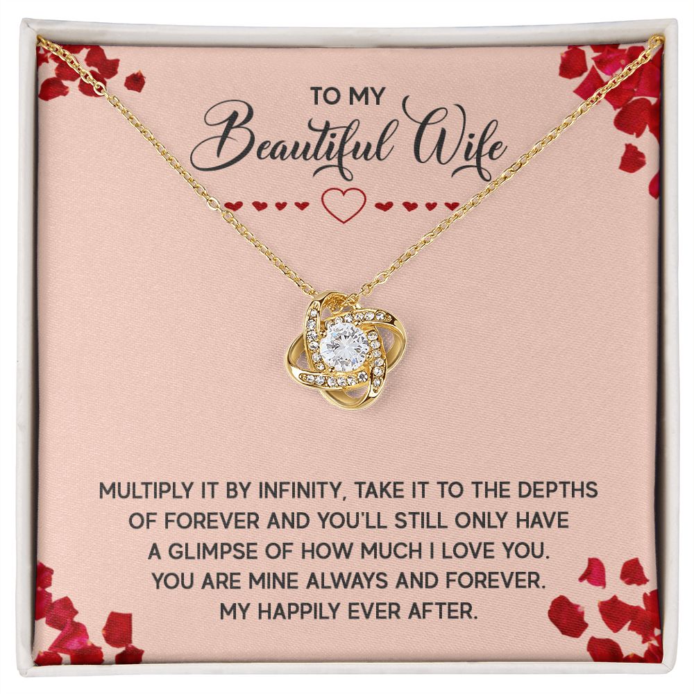 To My Wife Multiply it by Infinity Infinity Knot Necklace Message Card-Express Your Love Gifts