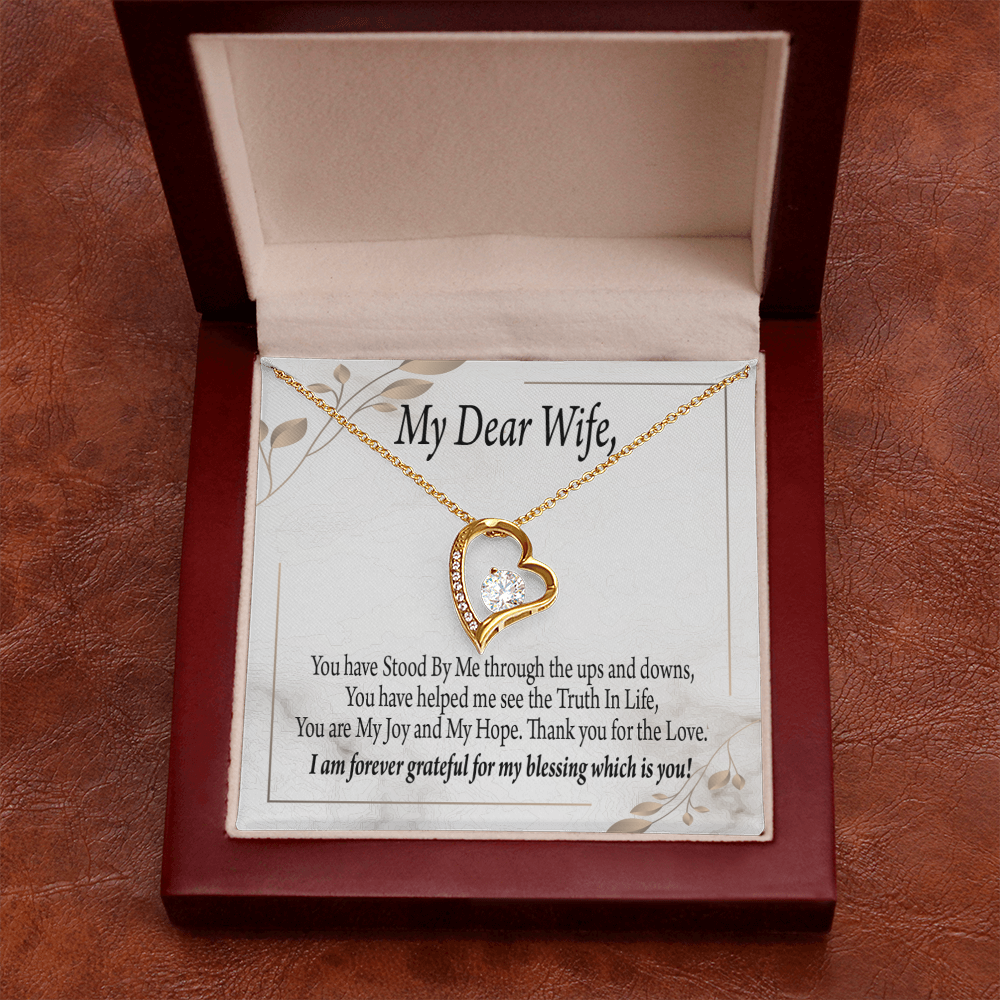 To My Wife My Dear Wife Forever Necklace w Message Card-Express Your Love Gifts