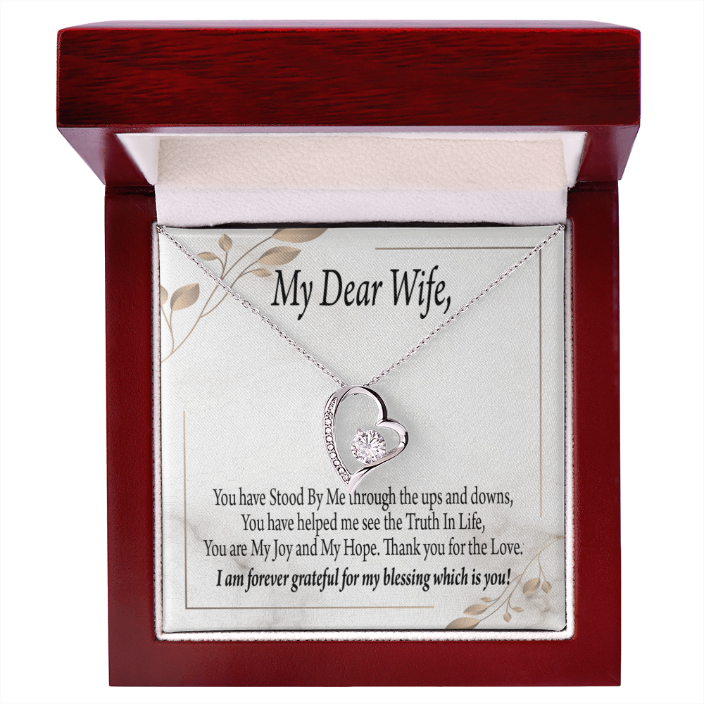 To My Wife My Dear Wife Forever Necklace w Message Card-Express Your Love Gifts