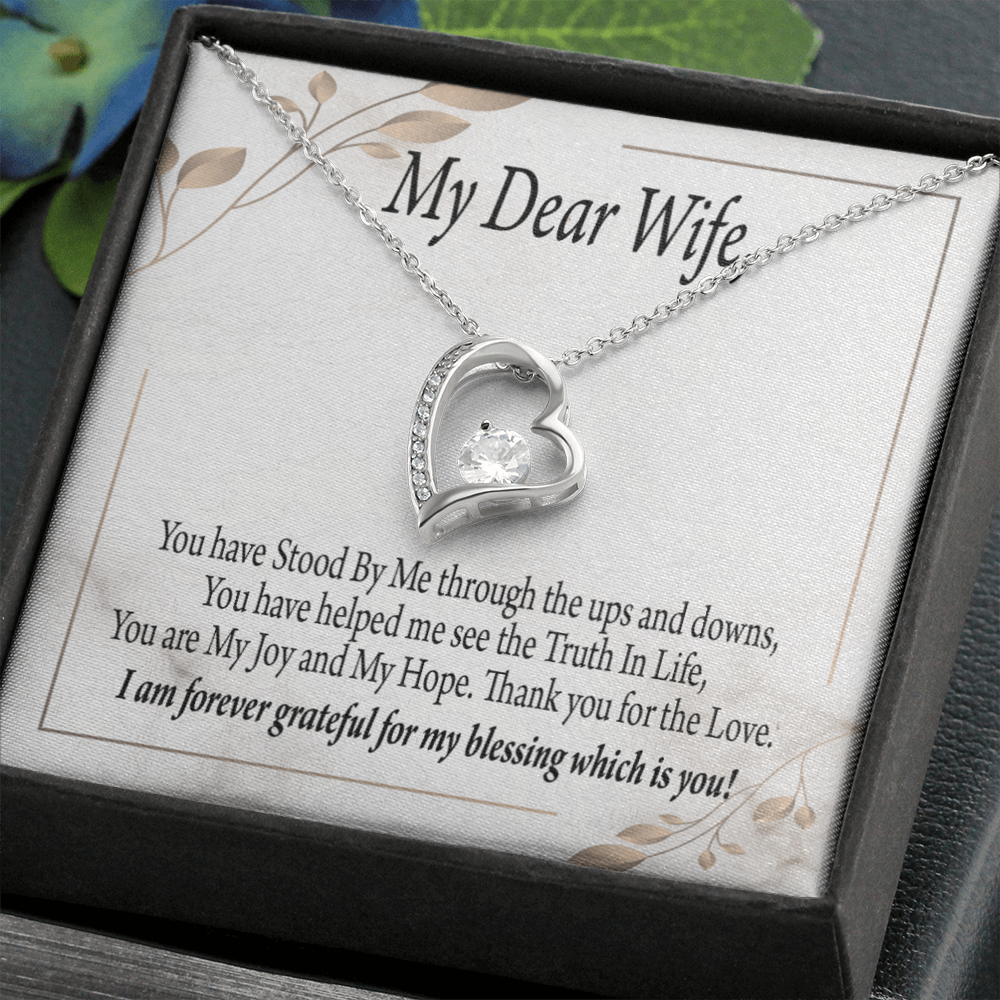 To My Wife My Dear Wife Forever Necklace w Message Card-Express Your Love Gifts