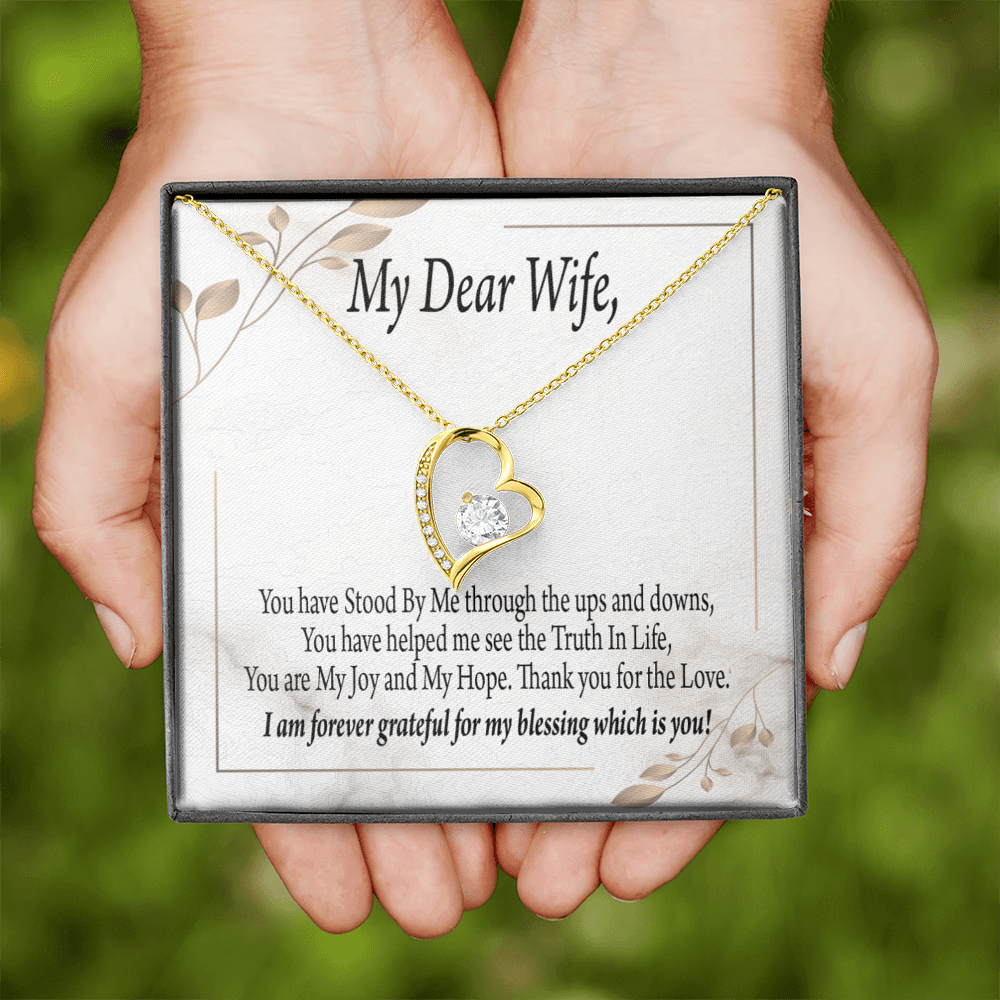 To My Wife My Dear Wife Forever Necklace w Message Card-Express Your Love Gifts