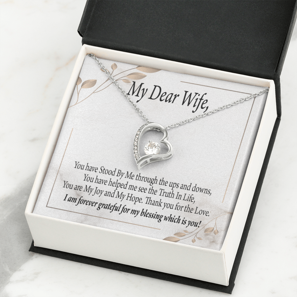 To My Wife My Dear Wife Forever Necklace w Message Card-Express Your Love Gifts