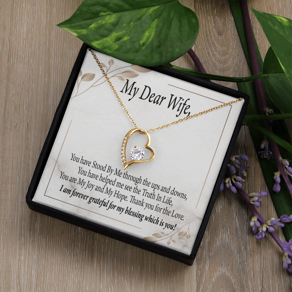 To My Wife My Dear Wife Forever Necklace w Message Card-Express Your Love Gifts