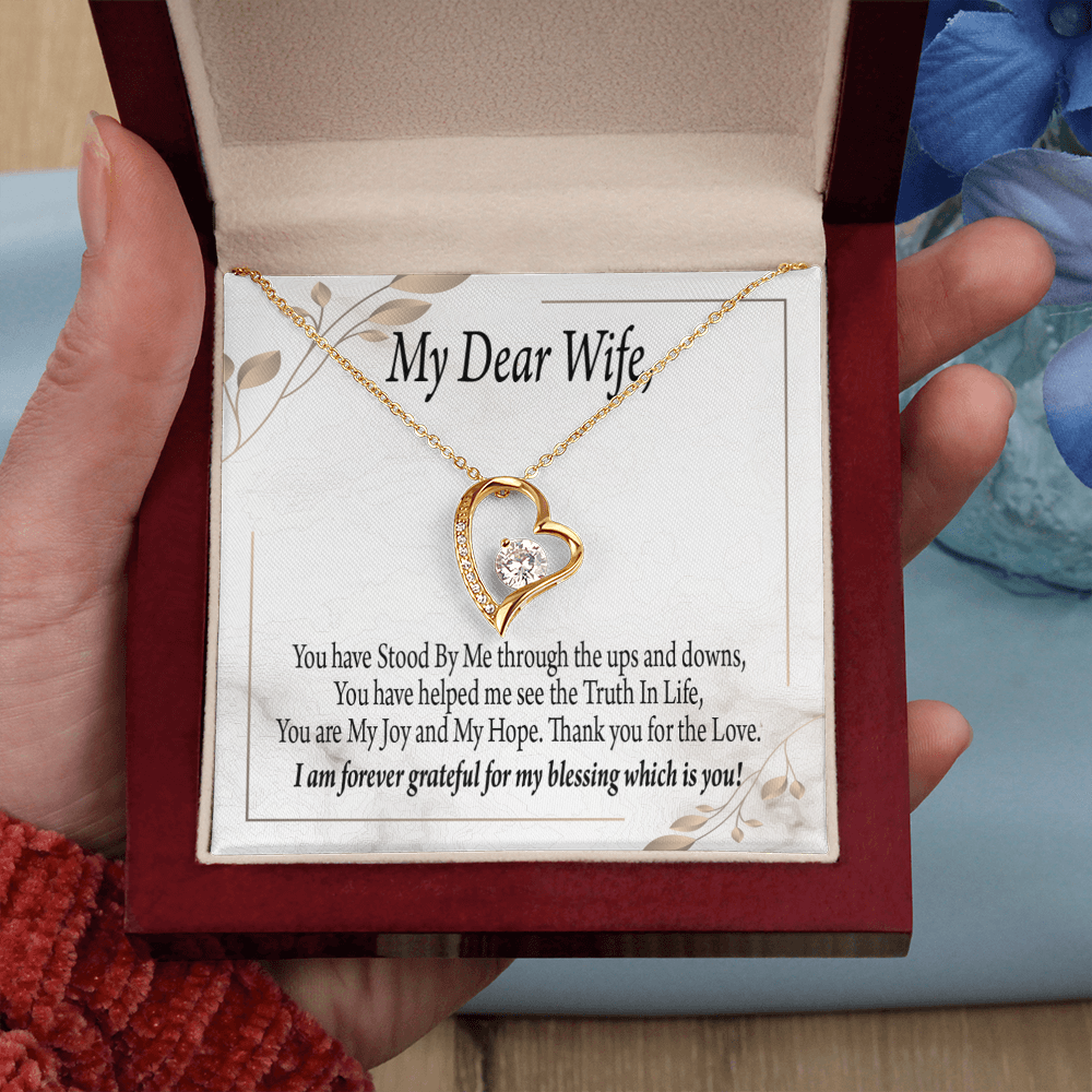 To My Wife My Dear Wife Forever Necklace w Message Card-Express Your Love Gifts