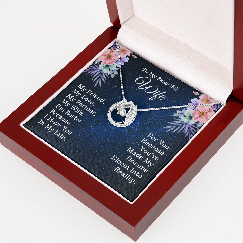 To My Wife My Friend Lucky Horseshoe Necklace Message Card 14k w CZ Crystals-Express Your Love Gifts