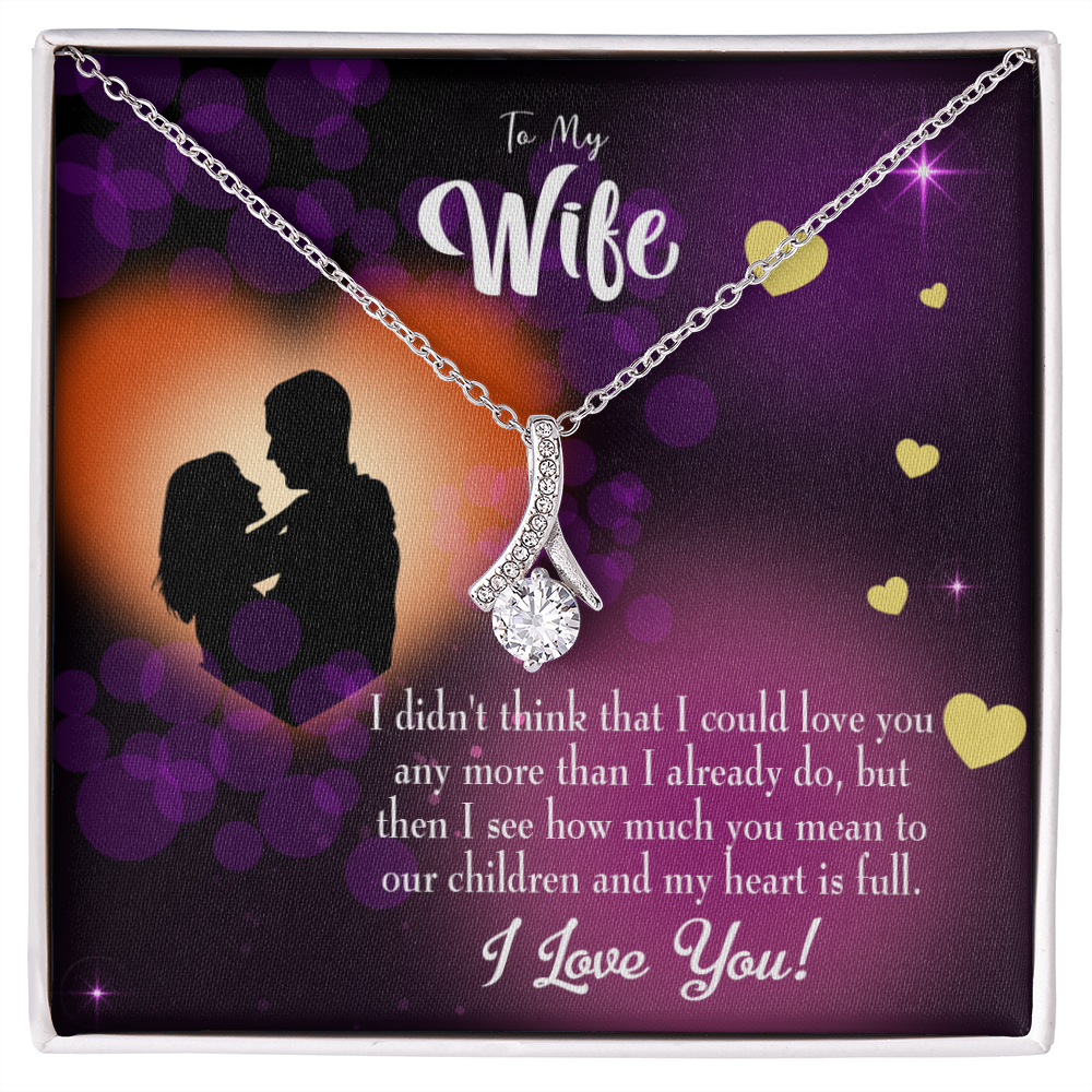 To My Wife My Heart is Full Alluring Ribbon Necklace Message Card-Express Your Love Gifts