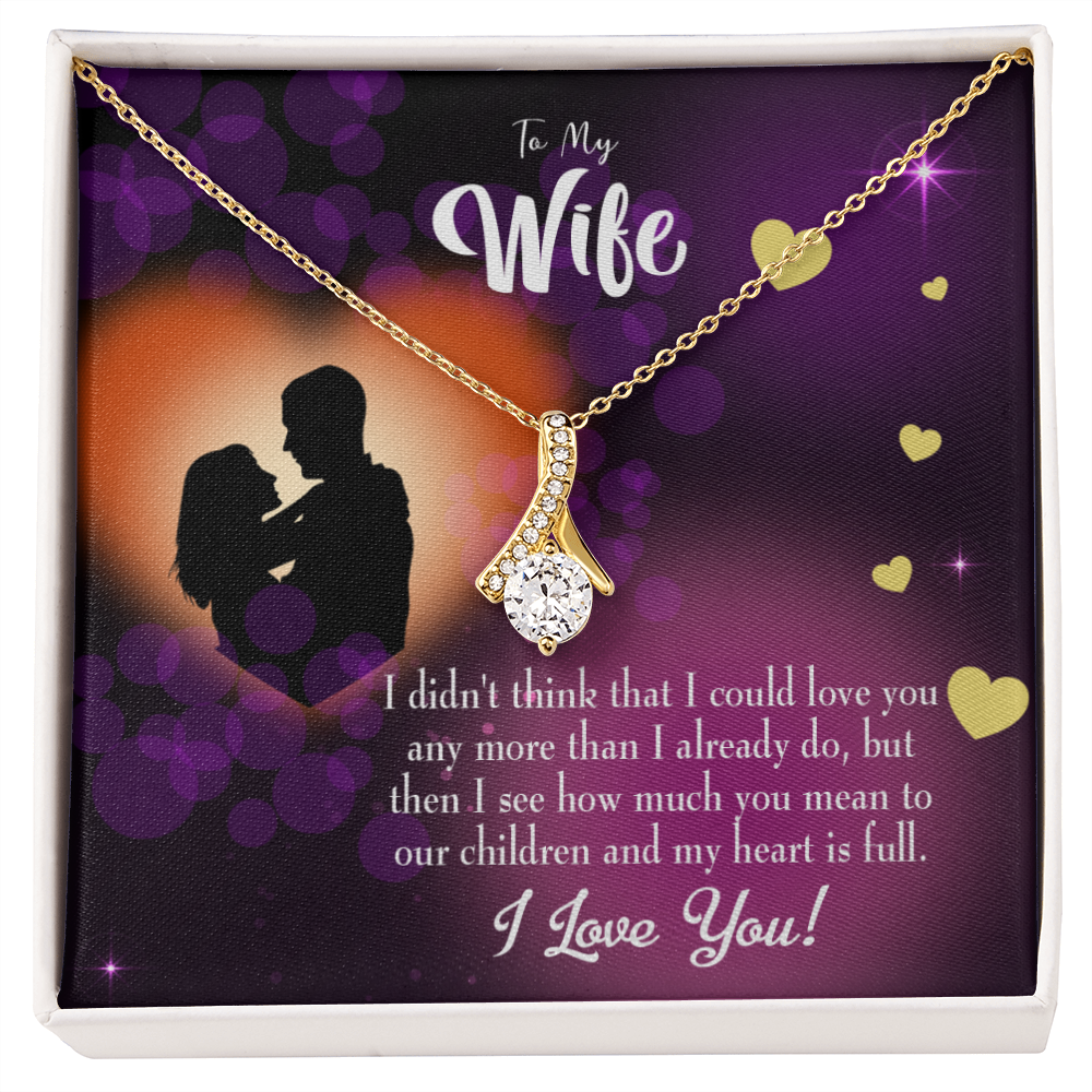 To My Wife My Heart is Full Alluring Ribbon Necklace Message Card-Express Your Love Gifts