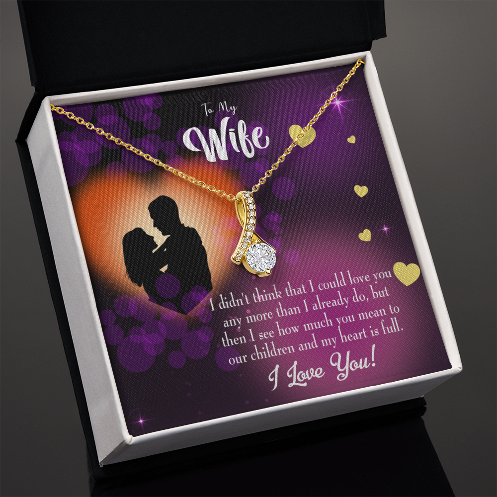 To My Wife My Heart is Full Alluring Ribbon Necklace Message Card-Express Your Love Gifts