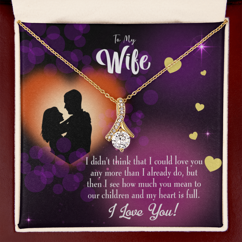 To My Wife My Heart is Full Alluring Ribbon Necklace Message Card-Express Your Love Gifts