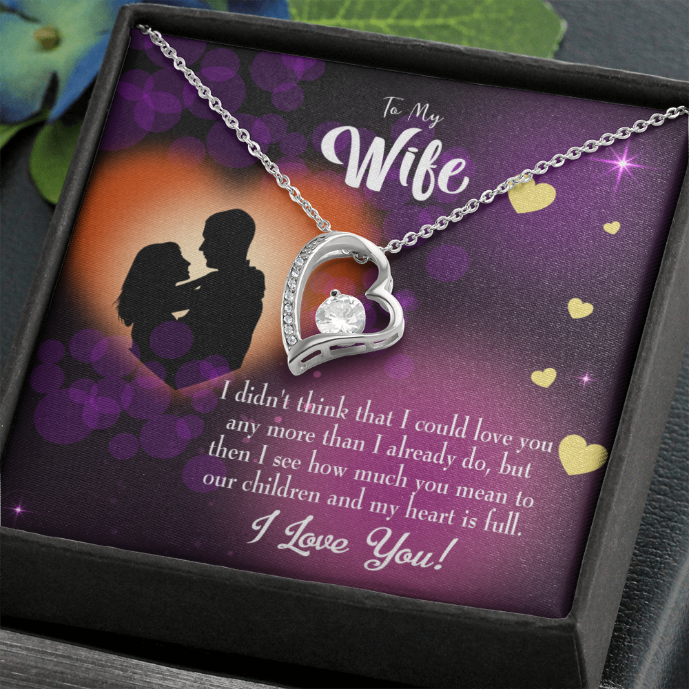 To My Wife My Heart is Full Forever Necklace w Message Card-Express Your Love Gifts