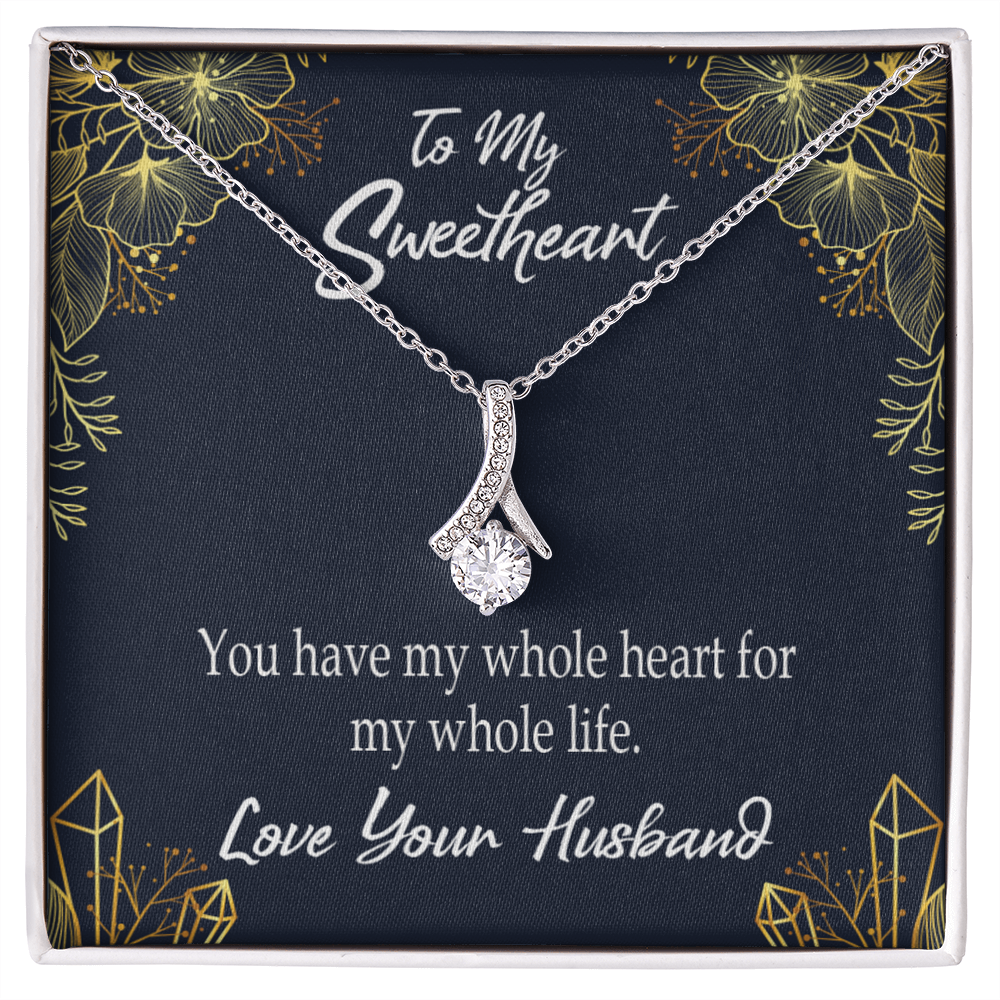 To My Wife My Heart is Yours Alluring Ribbon Necklace Message Card-Express Your Love Gifts