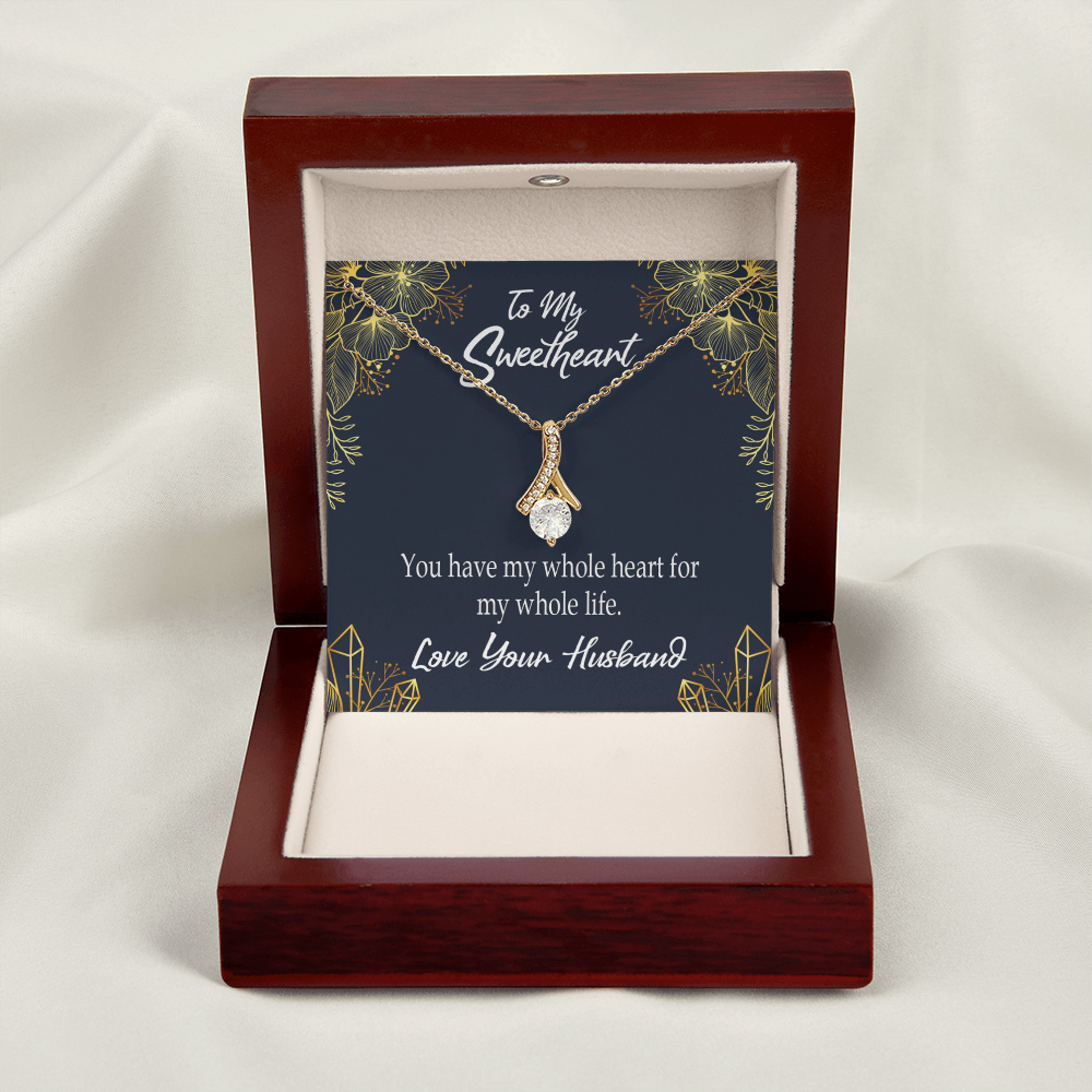 To My Wife My Heart is Yours Alluring Ribbon Necklace Message Card-Express Your Love Gifts