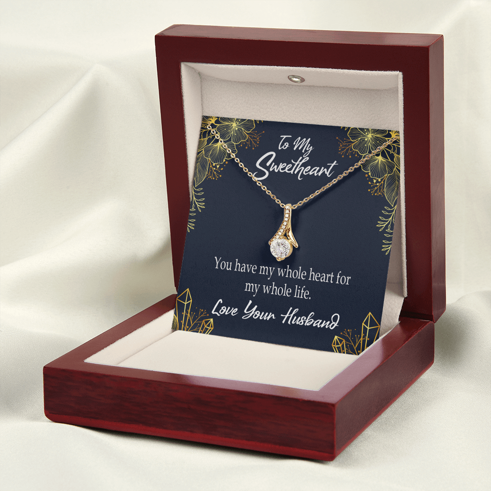 To My Wife My Heart is Yours Alluring Ribbon Necklace Message Card-Express Your Love Gifts