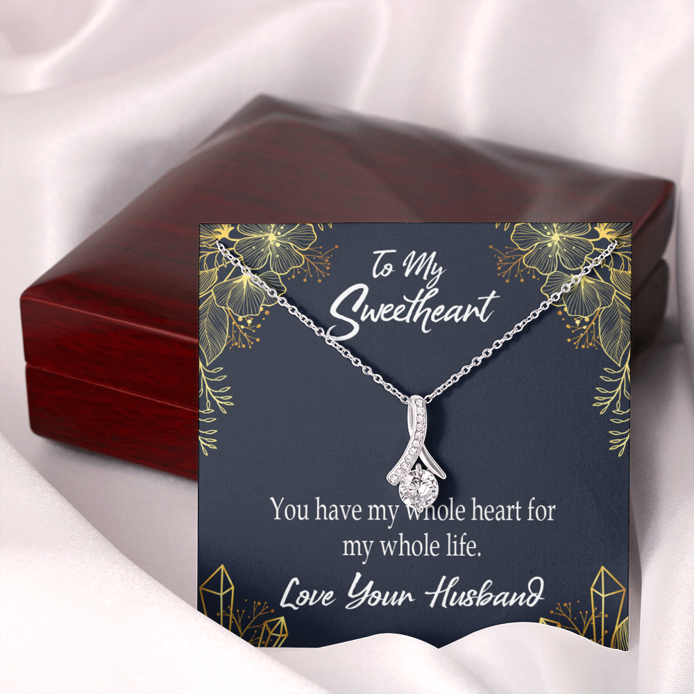 To My Wife My Heart is Yours Alluring Ribbon Necklace Message Card-Express Your Love Gifts