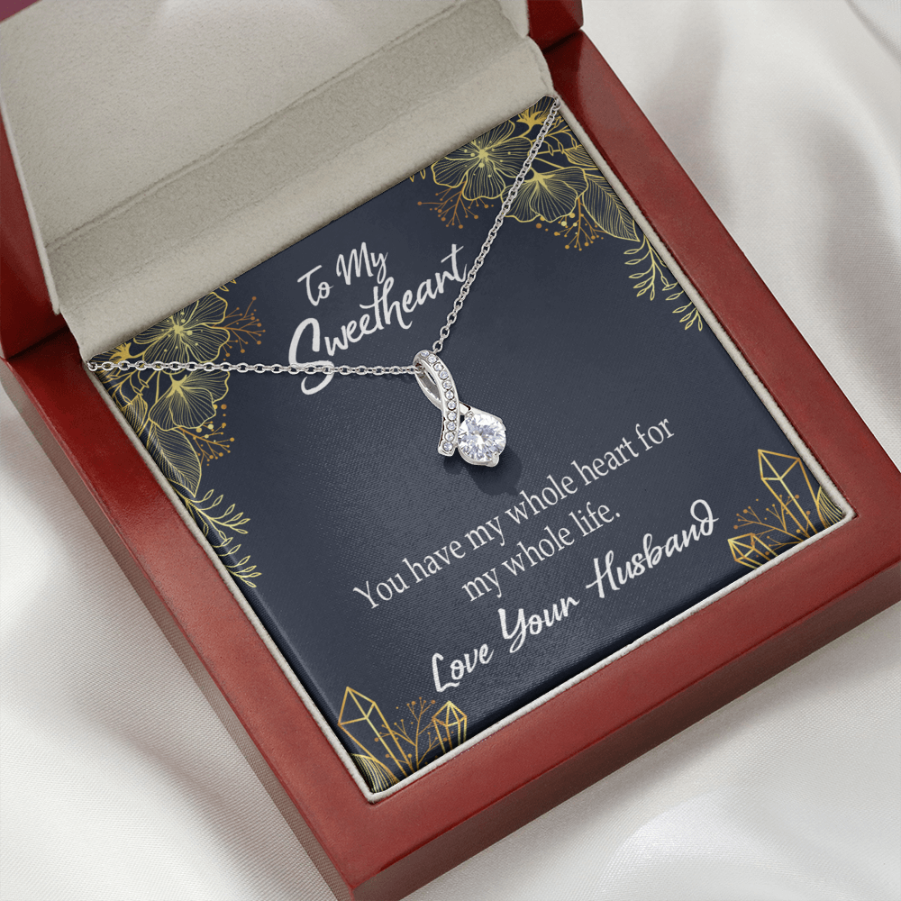 To My Wife My Heart is Yours Alluring Ribbon Necklace Message Card-Express Your Love Gifts