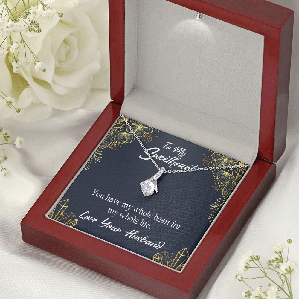 To My Wife My Heart is Yours Alluring Ribbon Necklace Message Card-Express Your Love Gifts