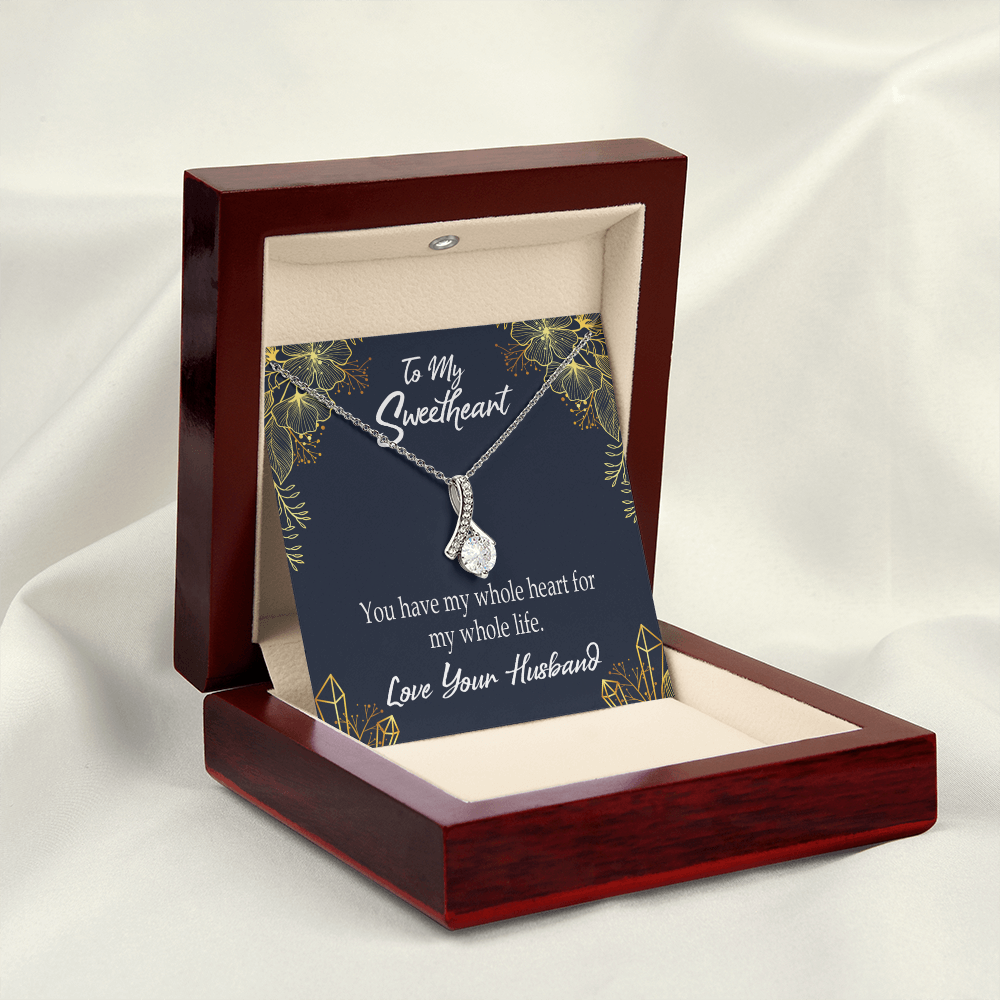 To My Wife My Heart is Yours Alluring Ribbon Necklace Message Card-Express Your Love Gifts