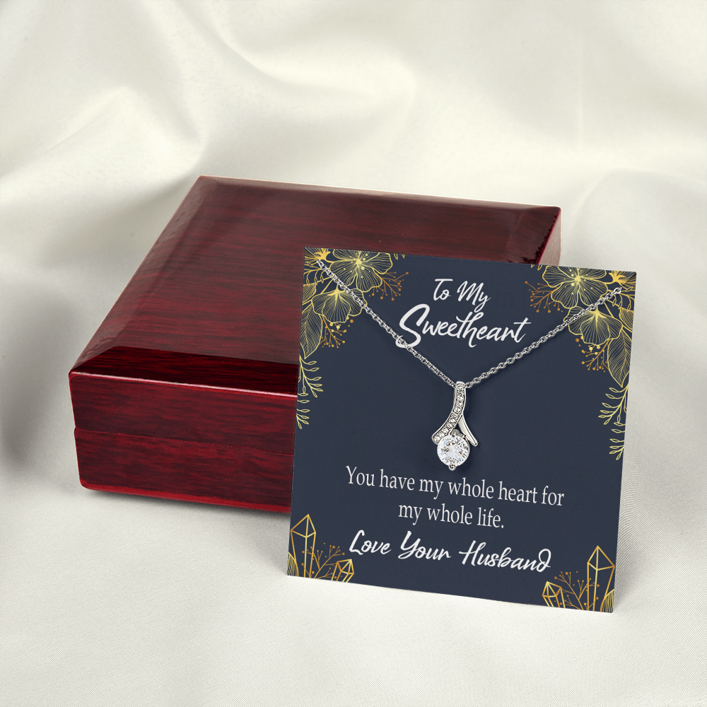 To My Wife My Heart is Yours Alluring Ribbon Necklace Message Card-Express Your Love Gifts