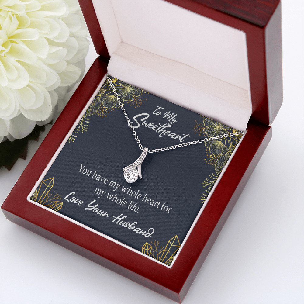 To My Wife My Heart is Yours Alluring Ribbon Necklace Message Card-Express Your Love Gifts