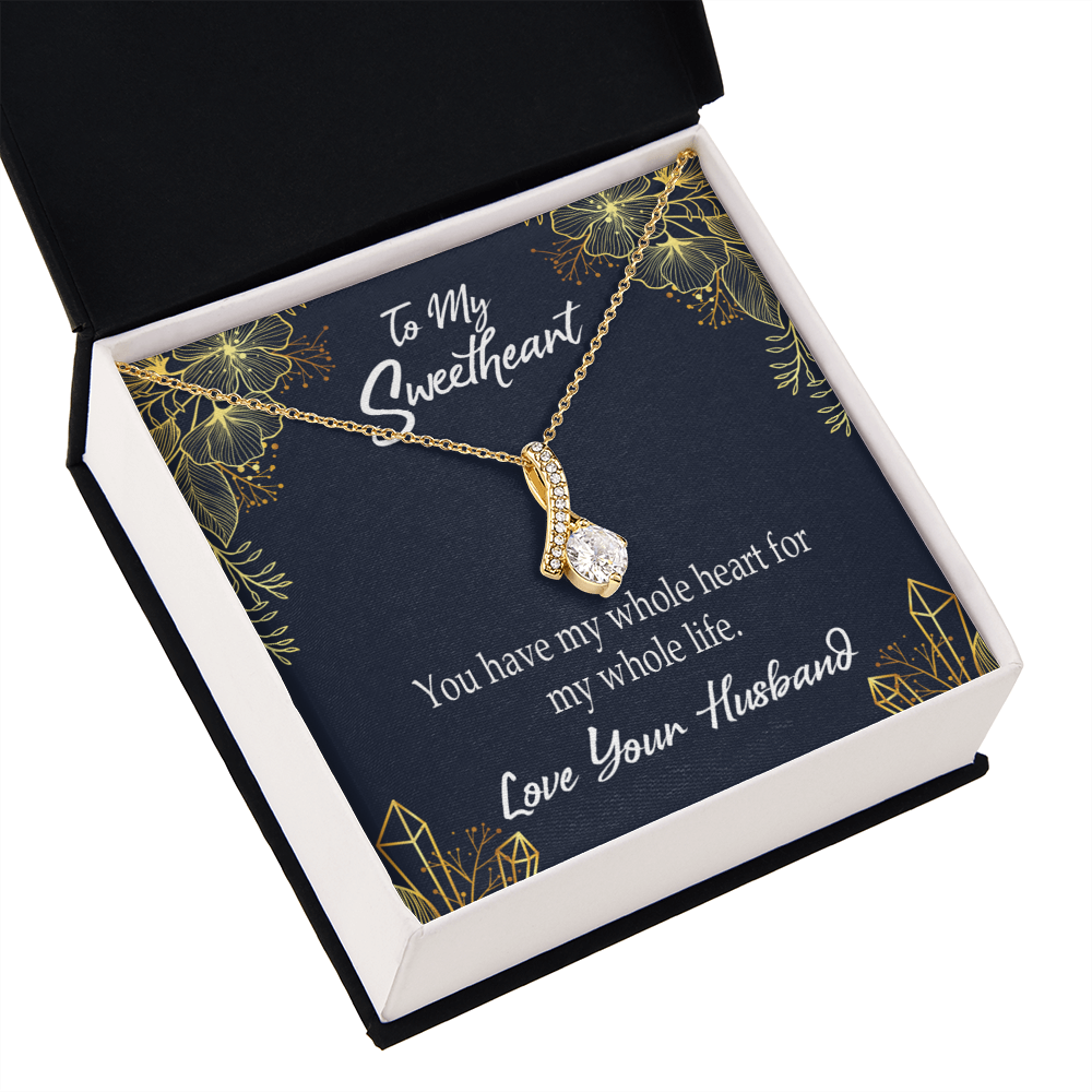 To My Wife My Heart is Yours Alluring Ribbon Necklace Message Card-Express Your Love Gifts