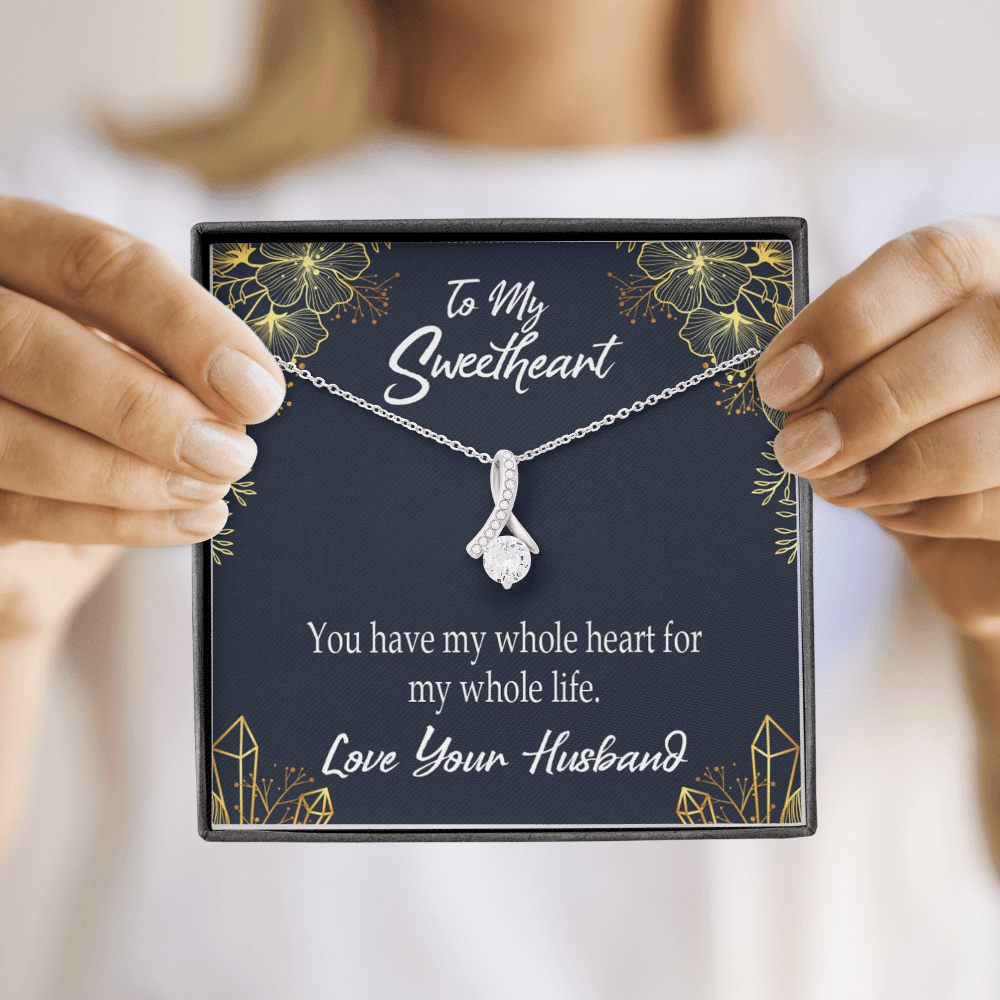 To My Wife My Heart is Yours Alluring Ribbon Necklace Message Card-Express Your Love Gifts