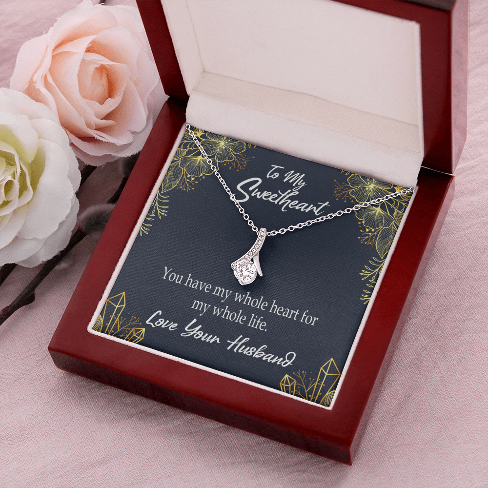 To My Wife My Heart is Yours Alluring Ribbon Necklace Message Card-Express Your Love Gifts