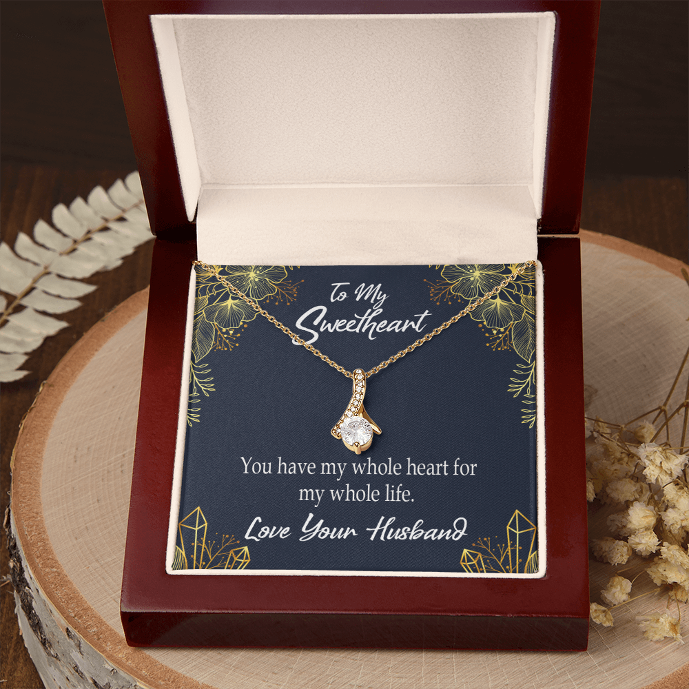 To My Wife My Heart is Yours Alluring Ribbon Necklace Message Card-Express Your Love Gifts