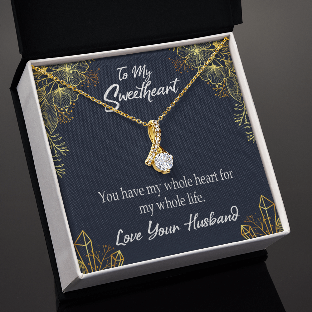 To My Wife My Heart is Yours Alluring Ribbon Necklace Message Card-Express Your Love Gifts