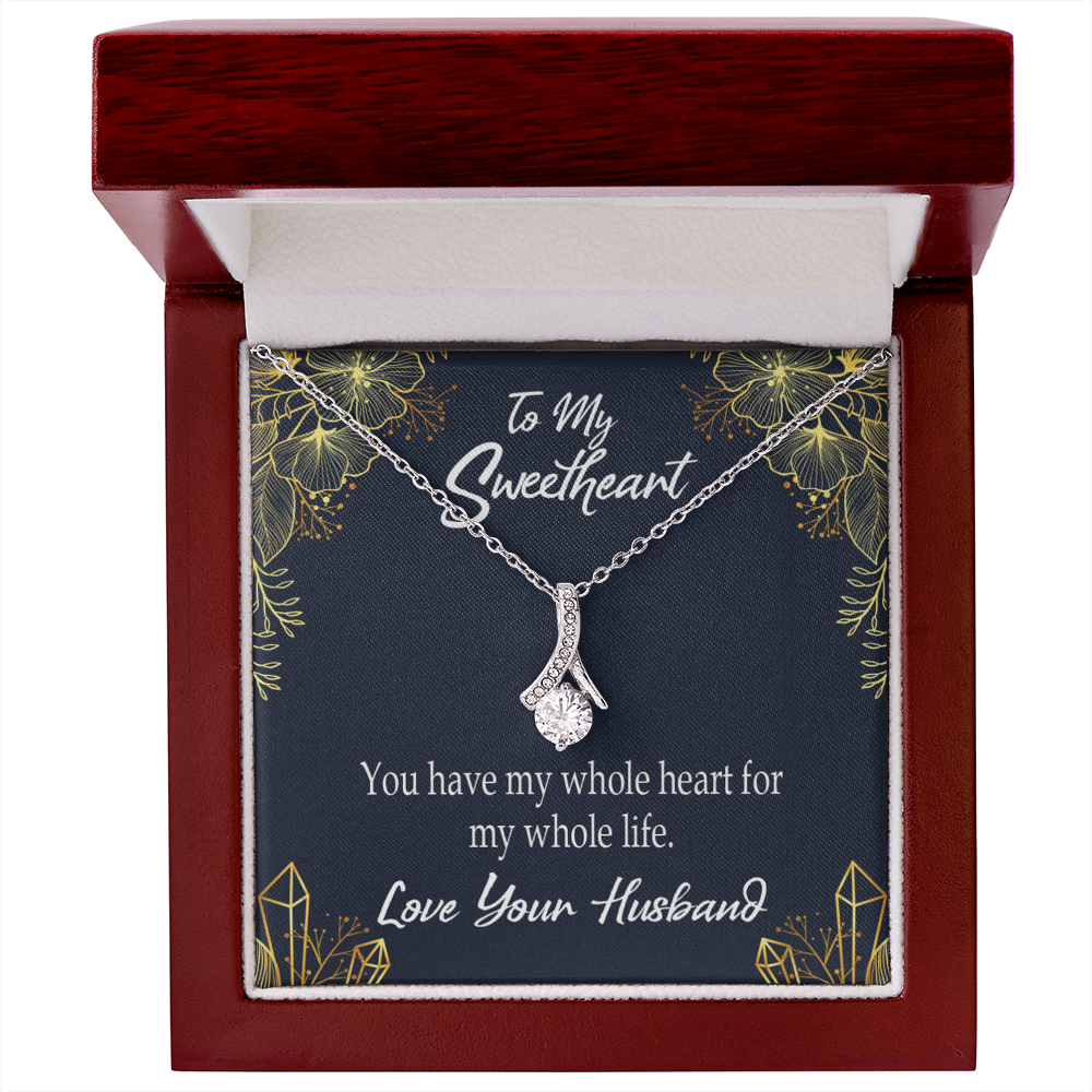 To My Wife My Heart is Yours Alluring Ribbon Necklace Message Card-Express Your Love Gifts