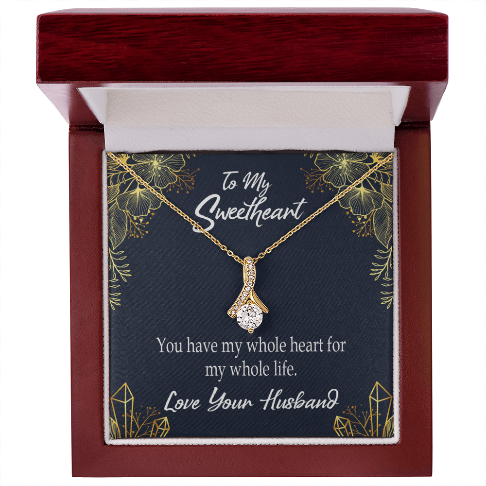 To My Wife My Heart is Yours Alluring Ribbon Necklace Message Card-Express Your Love Gifts