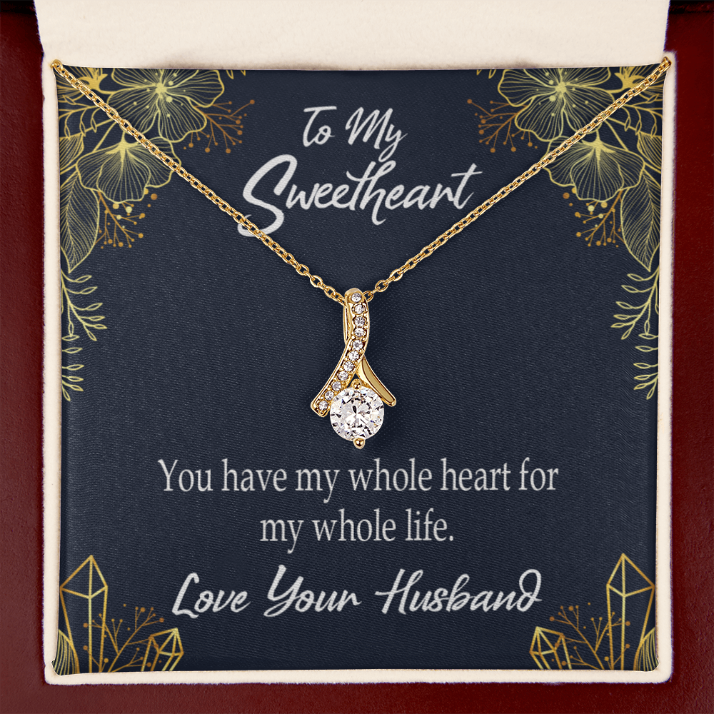 To My Wife My Heart is Yours Alluring Ribbon Necklace Message Card-Express Your Love Gifts