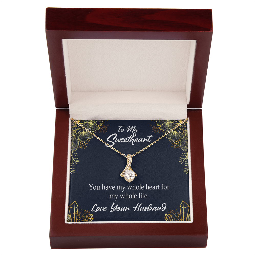 To My Wife My Heart is Yours Alluring Ribbon Necklace Message Card-Express Your Love Gifts