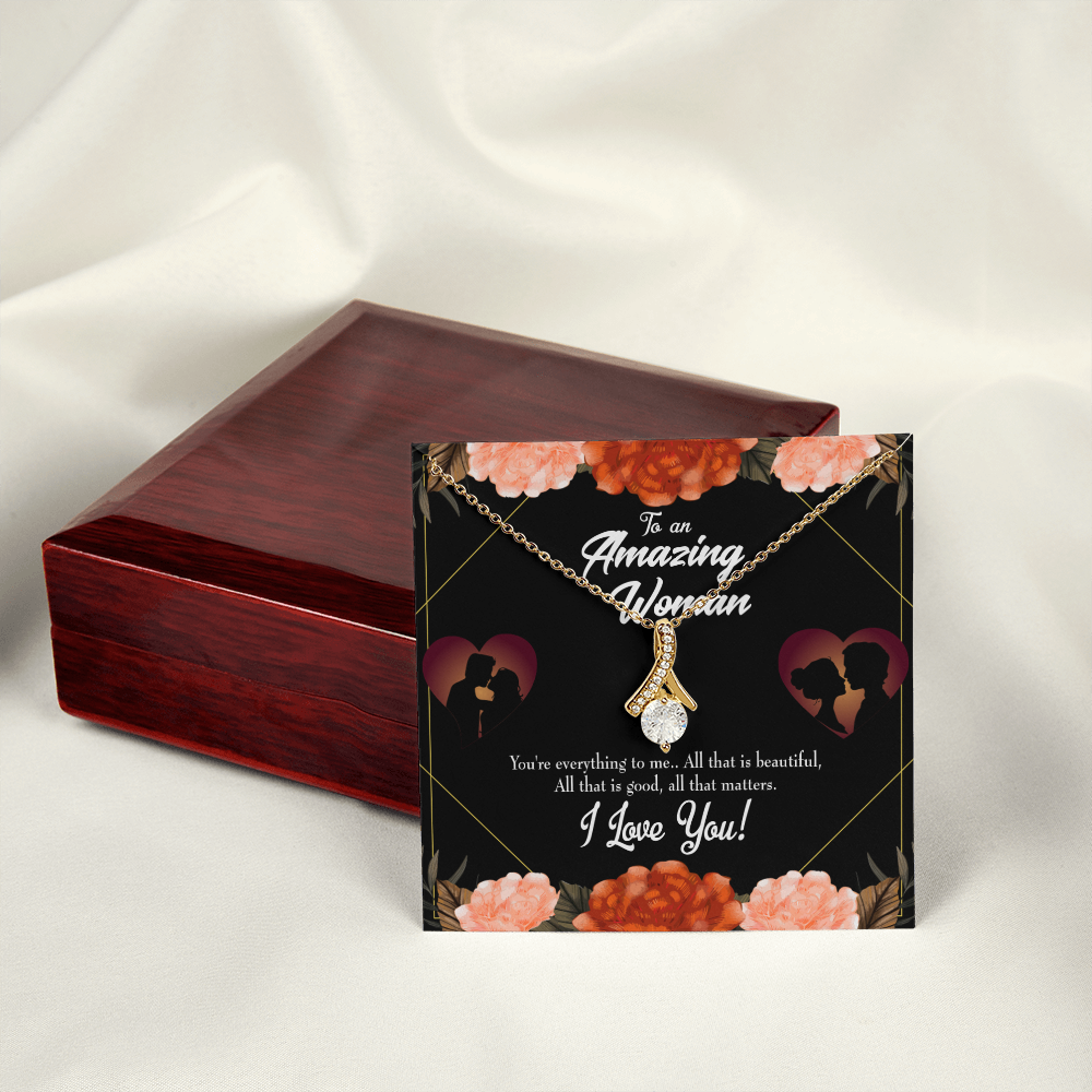 To My Wife My Love and Friend Alluring Ribbon Necklace Message Card-Express Your Love Gifts