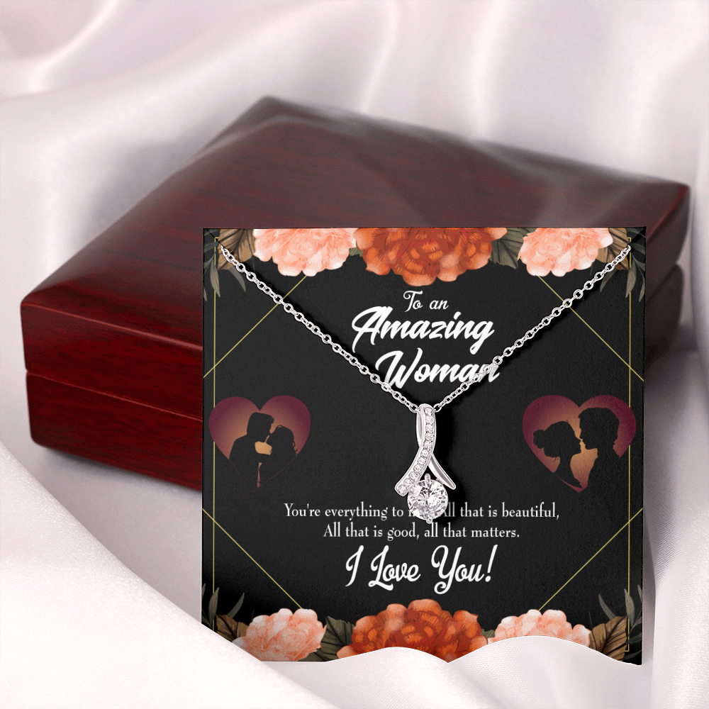 To My Wife My Love and Friend Alluring Ribbon Necklace Message Card-Express Your Love Gifts