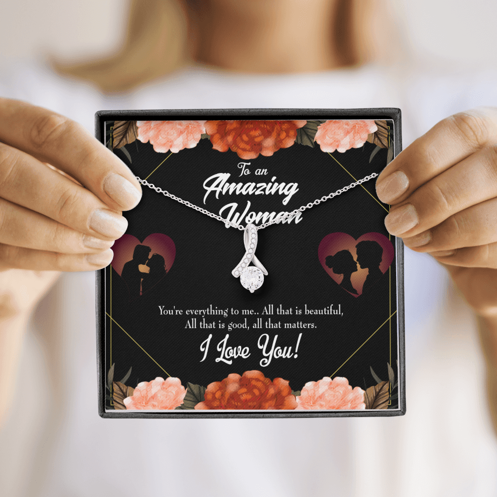 To My Wife My Love and Friend Alluring Ribbon Necklace Message Card-Express Your Love Gifts